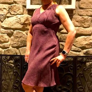 Ann Taylor Silk Dress Maroon Geometric GUC Size 4